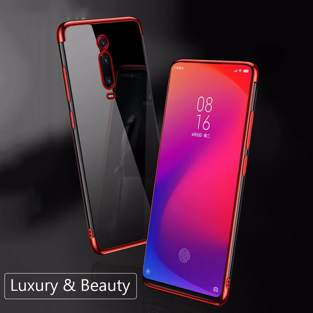 

Xiaomi Mi 9T Case Cover Transparent Plating Edge TPU Soft Silicone Back Cover For Xiaomi Mi9t Pro Xiao Mi 9T 9TPro Phone Coque