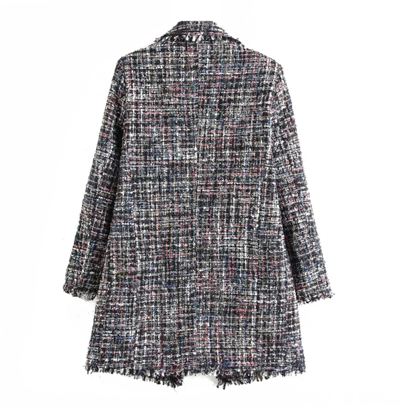 Women'sTweed Jacket One-Piece Suit Spring Autumn Lady Style Woolen Cloth Coat 2021 Fashion Plaid Pee Suit Long Jacket Casual Top