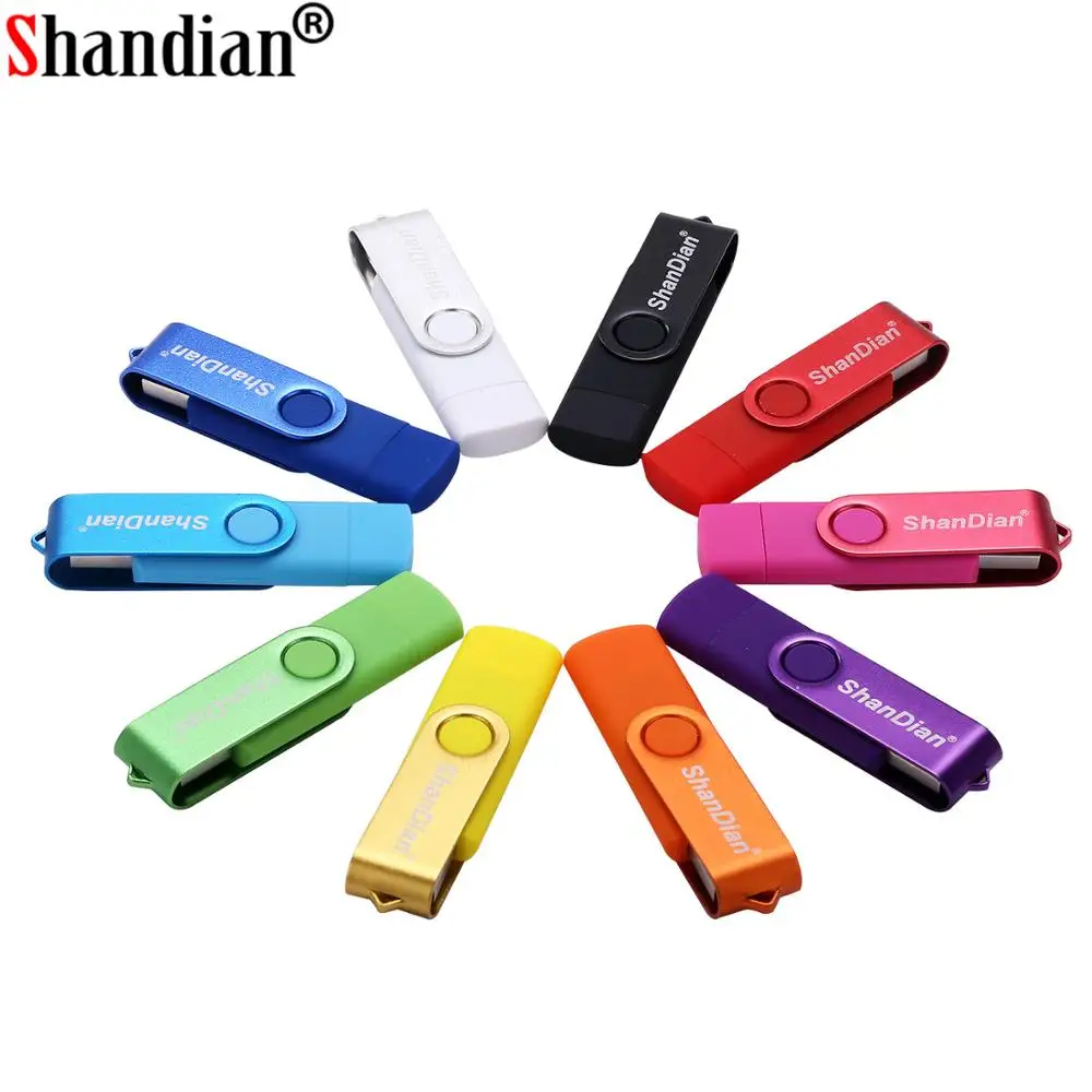 SHANDIAN Usb 2,0 OTG USB флеш-накопитель, смартфон, планшетный ПК, 4 ГБ, 8 ГБ, 16 ГБ, 32 ГБ, 64 ГБ, флеш-накопители OTG, Usb флешка с реальной емкостью