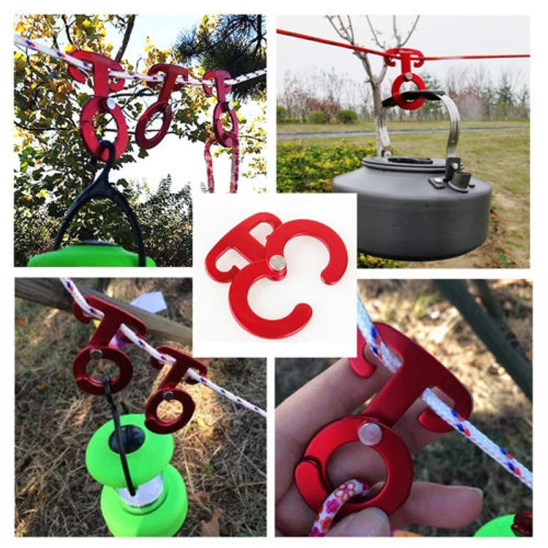 

30pcs Alloy Hook Wind Rope Buckle Quick Knot Tent Wind Rope Buckle Self-locking hook Claw Clasp Camping Hiking Tightening Hooks