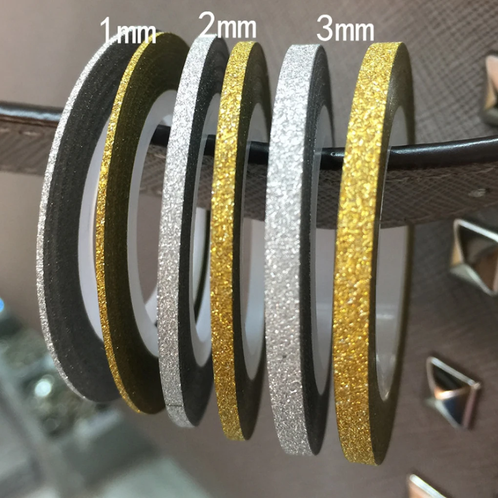 

1 Roll Nail Art Glitter Gold Silver Stripping Line Ribbon Stripes Decor Tools DIY Nail Sticker 1mm/2mm/3mm