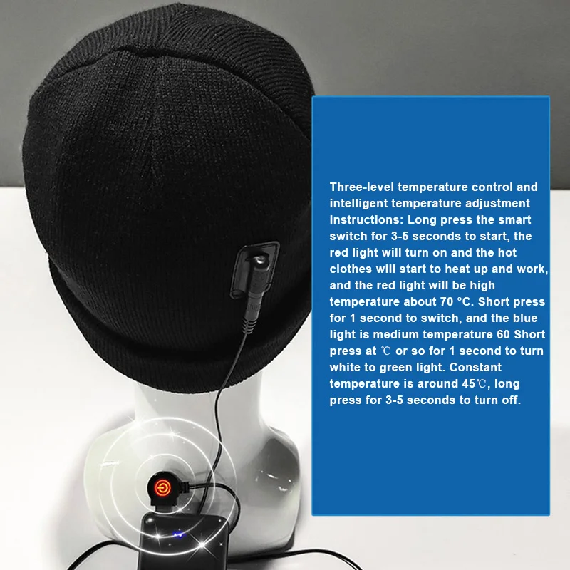 

Wholesale USB Rechargeable Winter Hat Warm Washable Warp Knitting Heated Hat for Outdoor Activity Unisex ED889