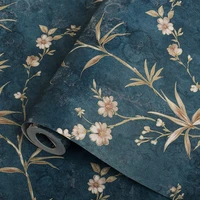 retro peacock blue flowers leaves 3d embossed non woven wallpaper rolls for bedroom living room tv sofa backdrop wall decoration