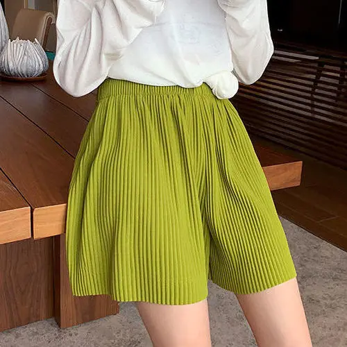 

Wearing wide-leg shorts women's summer Korean casual high-waisted thin outer wear Loose black wide-leg pants Fashion all-match