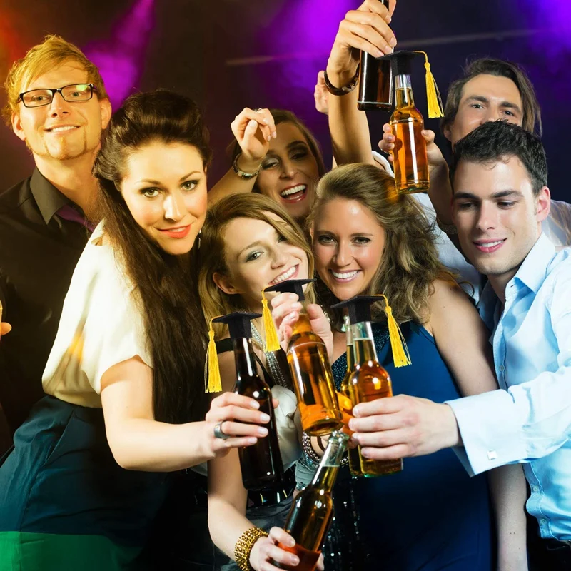 15 шт. новогодний винный подарок мини-докторская шляпа с кисточками винные