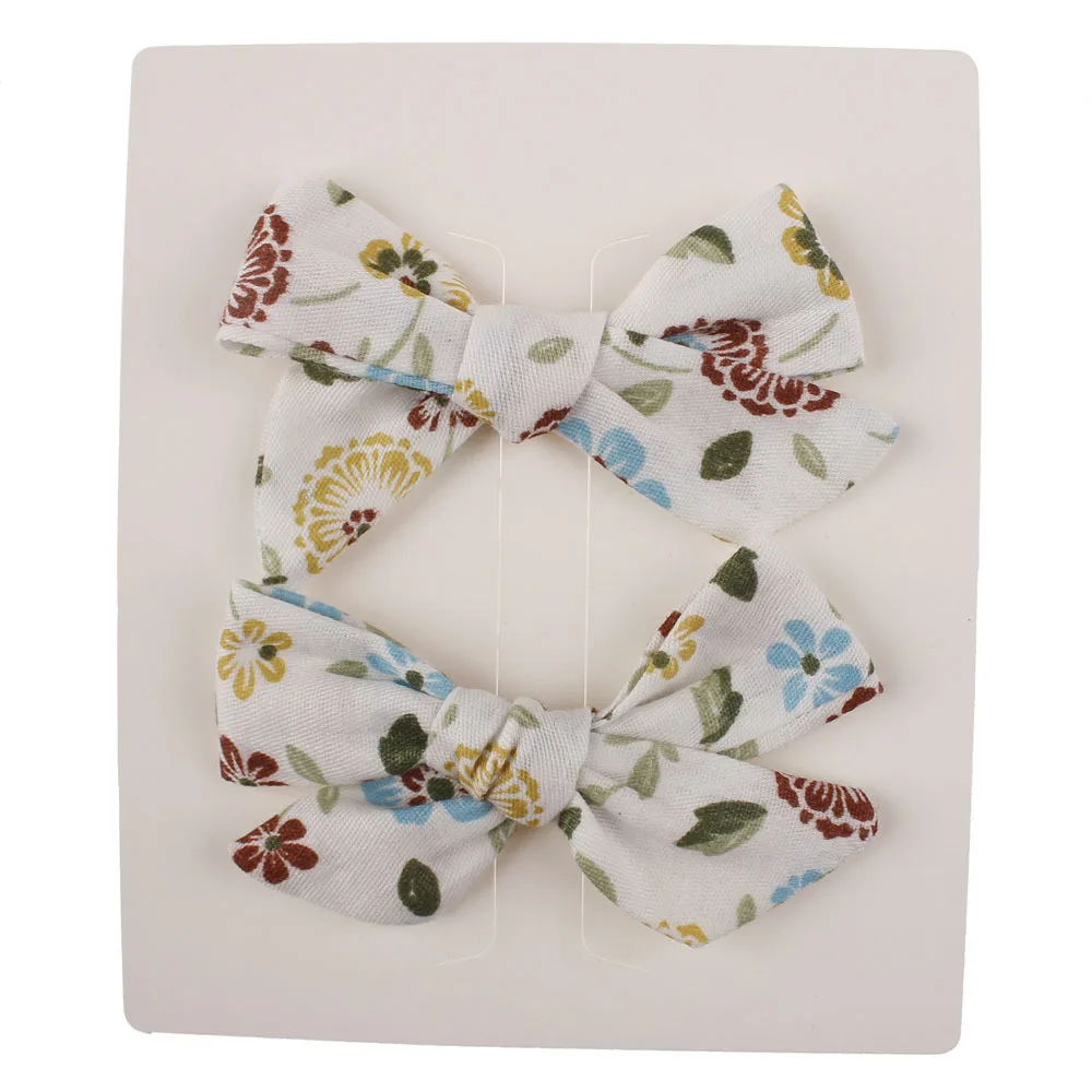 Ncmama/2 шт./партия, хлопковые банты для волос для малышей, заколки для волос для девочек в богемном стиле, однотонная/набивная Шпилька-бант вечерние аксессуары для волос