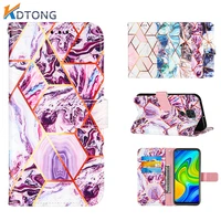 marble splicing leather case for xiaomi redmi note 10 10s 9 9a 9s 9t power k40 pro max with card pocket phone cases cover