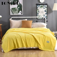tongdi fashion good touch solid vertical soft warm light fannel fleece blanket decoration cover sofa bed bedspread winter couch