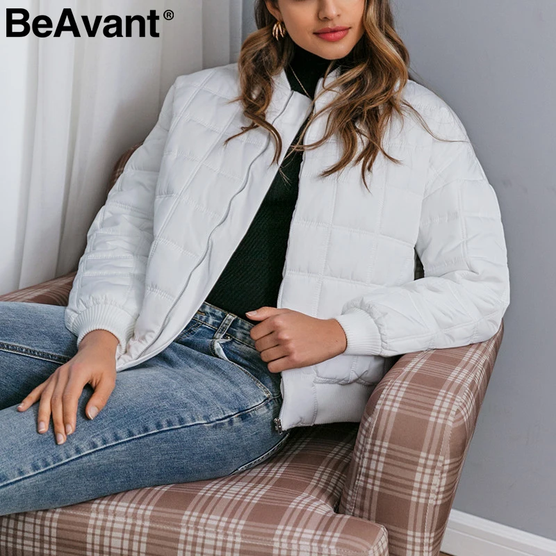 BeAvant модная клетчатая теплая белая парка Женская Повседневная с длинным рукавом