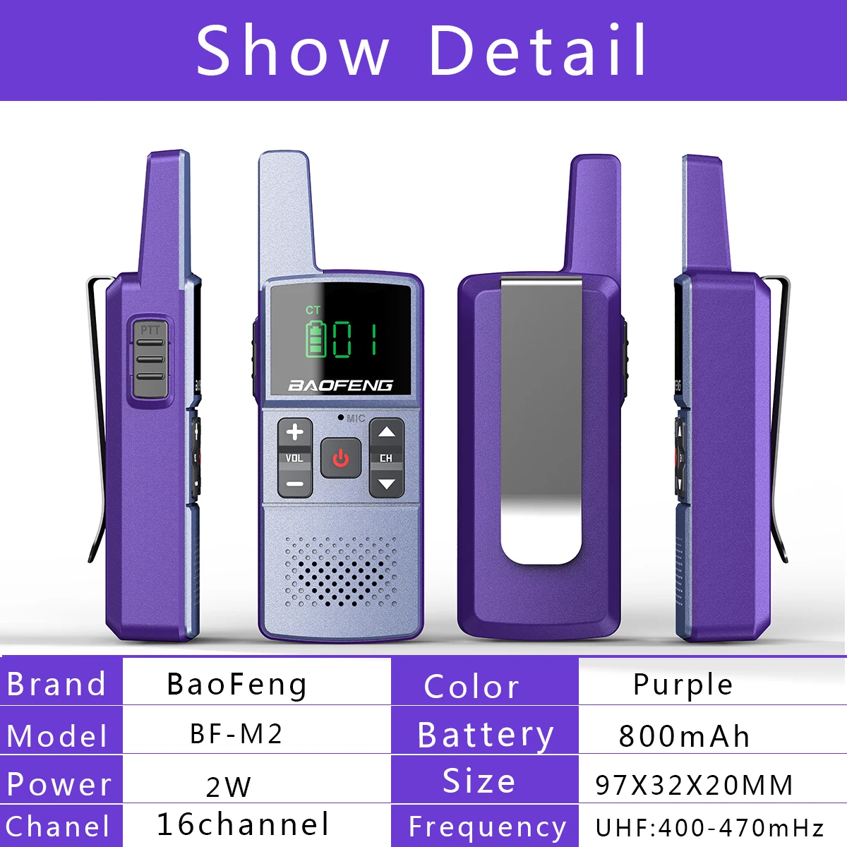 Портативная мини-рация Baofeng BF-M1/M2 1/2 шт. Прямая зарядка по USB УВЧ 400-470 МГц с