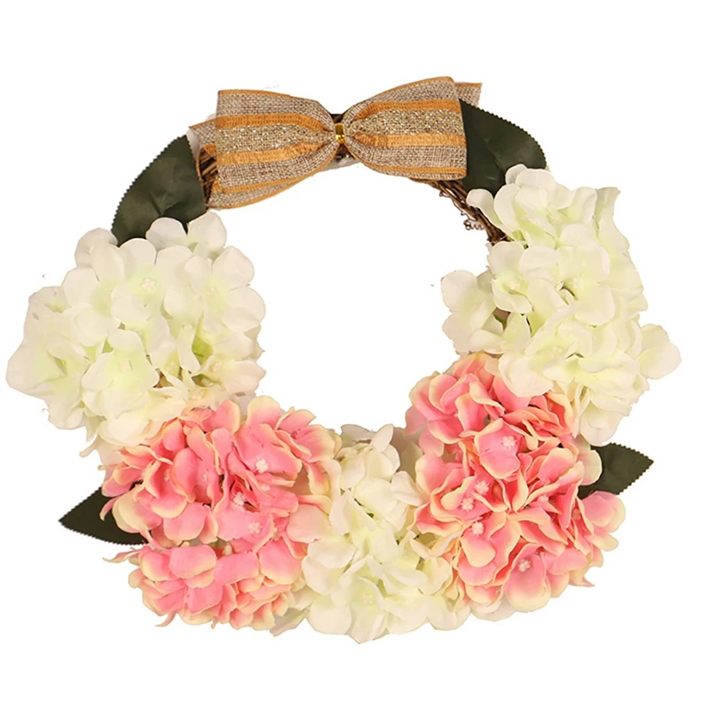 

Artificial Burlap Knot Hydrangea Wreath Spring Wreath for Front Door Farmhouse Wall Window Wedding Party Home Decor