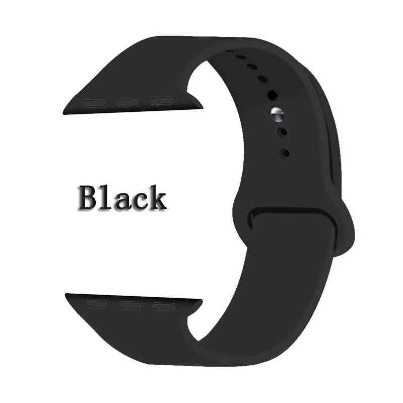 Black Oulucci Одноцветный ремешок для apple watch 38 мм/40 мм/42 мм/44 мм спортивный ремешок силиконовый ремешок аксессуары для apple watch 5/4/3/2/1 - Цвет ремешка: Black