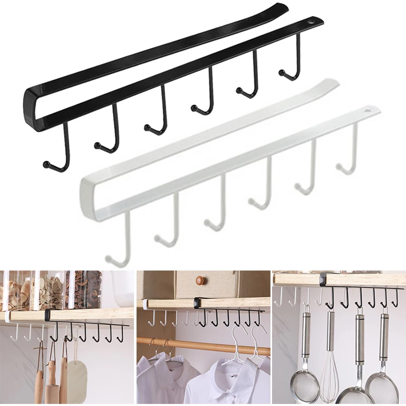 

Economical Kitchen Hanging Hook Rack Non-Marking Nail-Free Iron Storage Rack For Kitchen Cabinet Accessories ds99