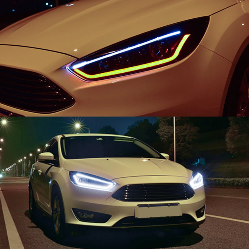 1 пара светодиодный ных фар автомобильные фары для Ford Focus 2015 2016 2017 2018 ангельские