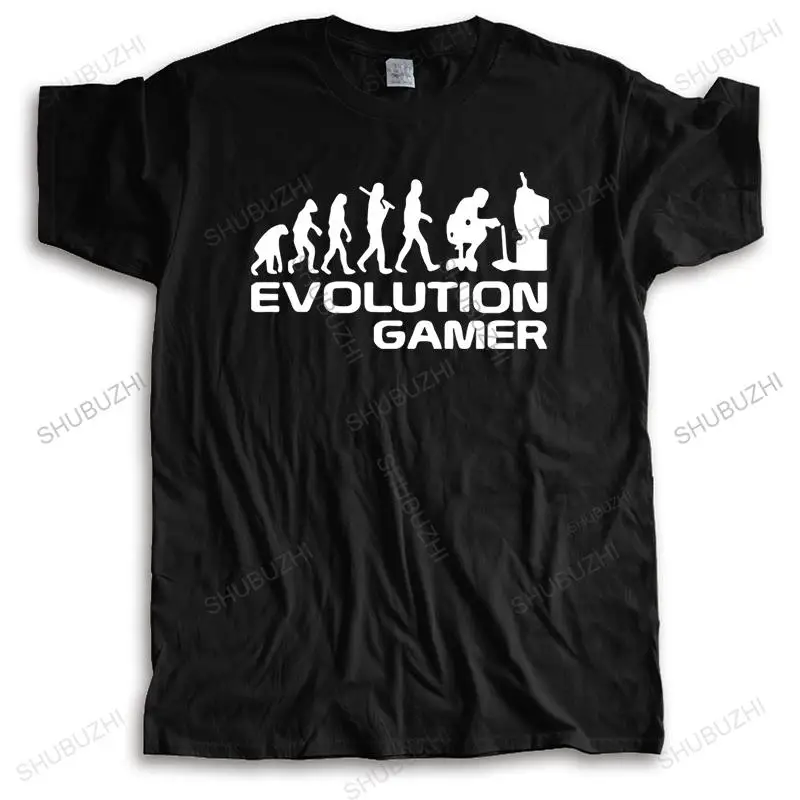 Футболка мужская с коротким рукавом круглым вырезом и принтом Эволюция геймера |