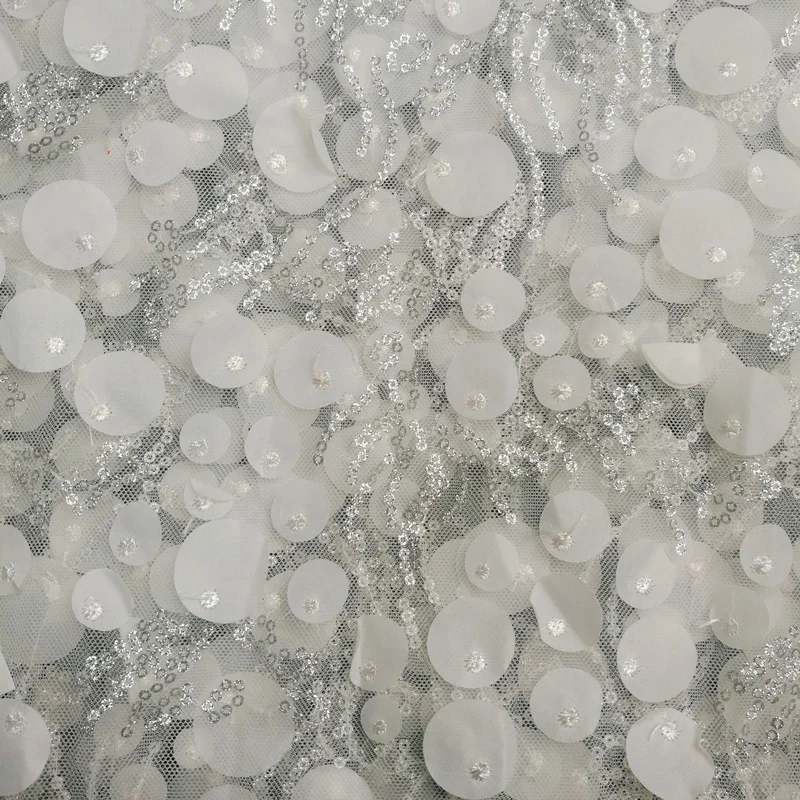 Жаккардовая мягкая Тюлевая ткань с 3D вышивкой ширина 120 см блестками для