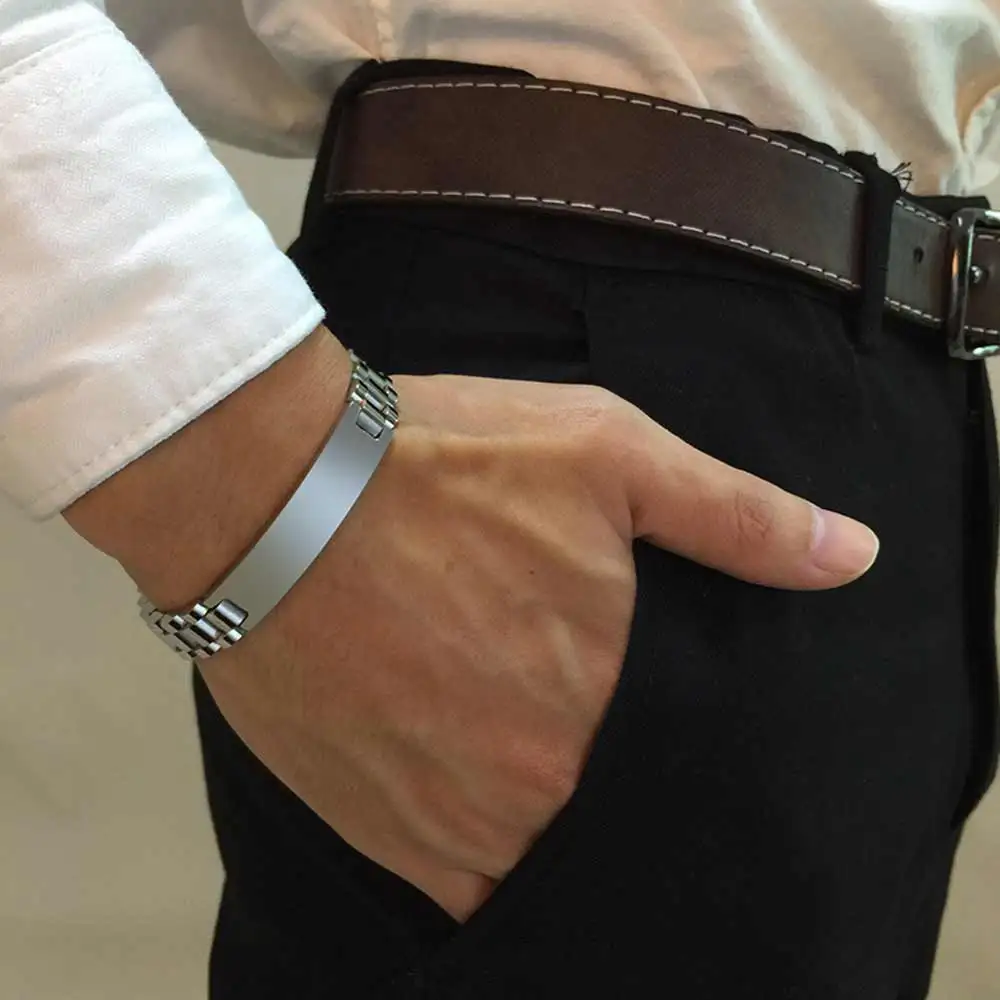 Массивные мужские браслеты из нержавеющей стали цвет черный золотой серебряный |