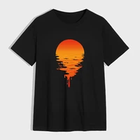 mens trend and fashion sunshine sunset printed cotton loose casual short sleeved plus size t shirt