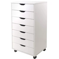 7 drawer wood filing cabinet mobile storage cabinet with optional locking casters for closet office white color