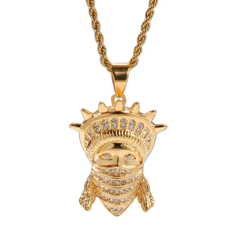 Хип-хоп CZ Циркон Bling Iced Out Золото Нержавеющая сталь холодный маскированный Статуя