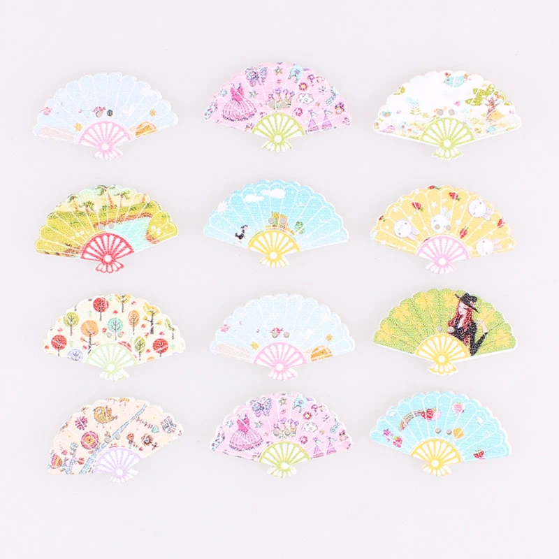 50PCS/lot Wooden Fan Button Decorative For Scrapbooking Crafts DIY Children Clothing Sewing Accessories F | Дом и сад