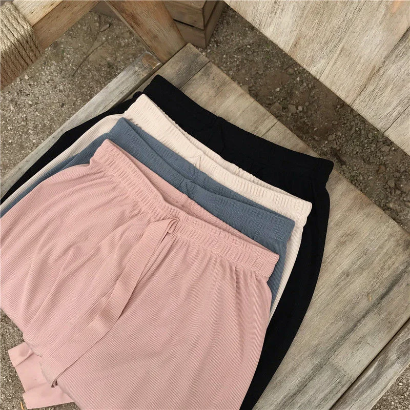 Женские брюки с высокой талией повседневные свободные до щиколотки в Корейском