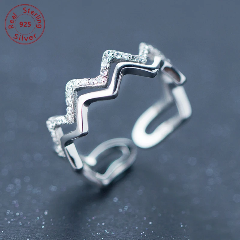 

Двухслойные кольца V-образной формы с цирконом, модные волнистые дизайнерские кольца для женщин, Подарок на годовщину или день рождения