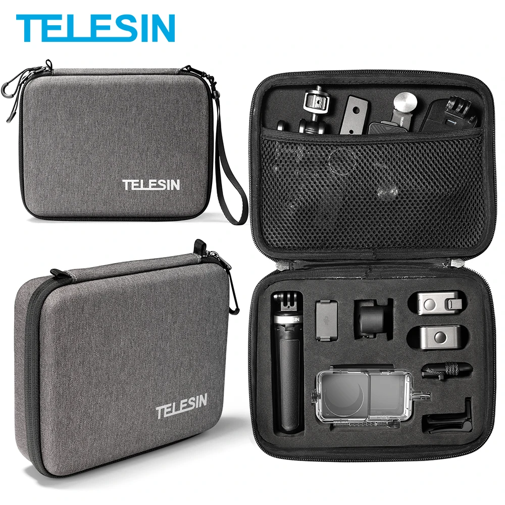 

TELESIN Waterproof Carrying Storage Bag Nylon EVA Hard Shell Portable Case For DJI Action 2 Camera Accessories