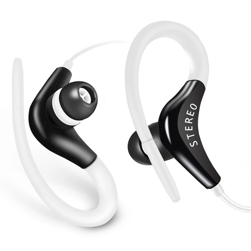 Спортивные проводные наушники с микрофоном со стереозвуком и басом для игр бега