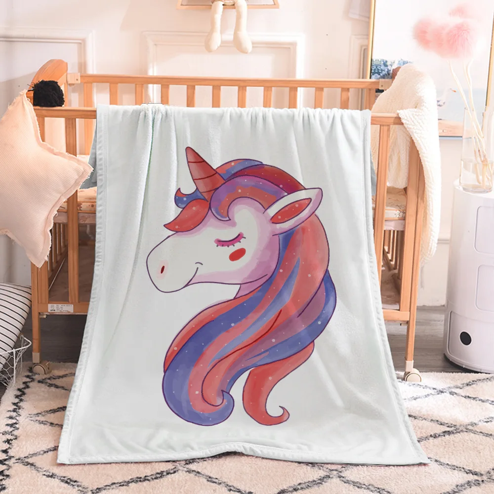 Новинка 2020 плед в виде единорога одеяло из шерпы с цветочным рисунком