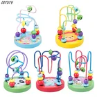 OOTDTY, безопасные Деревянные игрушки Монтессори для детей, деревянные круги, бусины, проволочный лабиринт, американские горки, Обучающие деревянные пазлы, детские игрушки