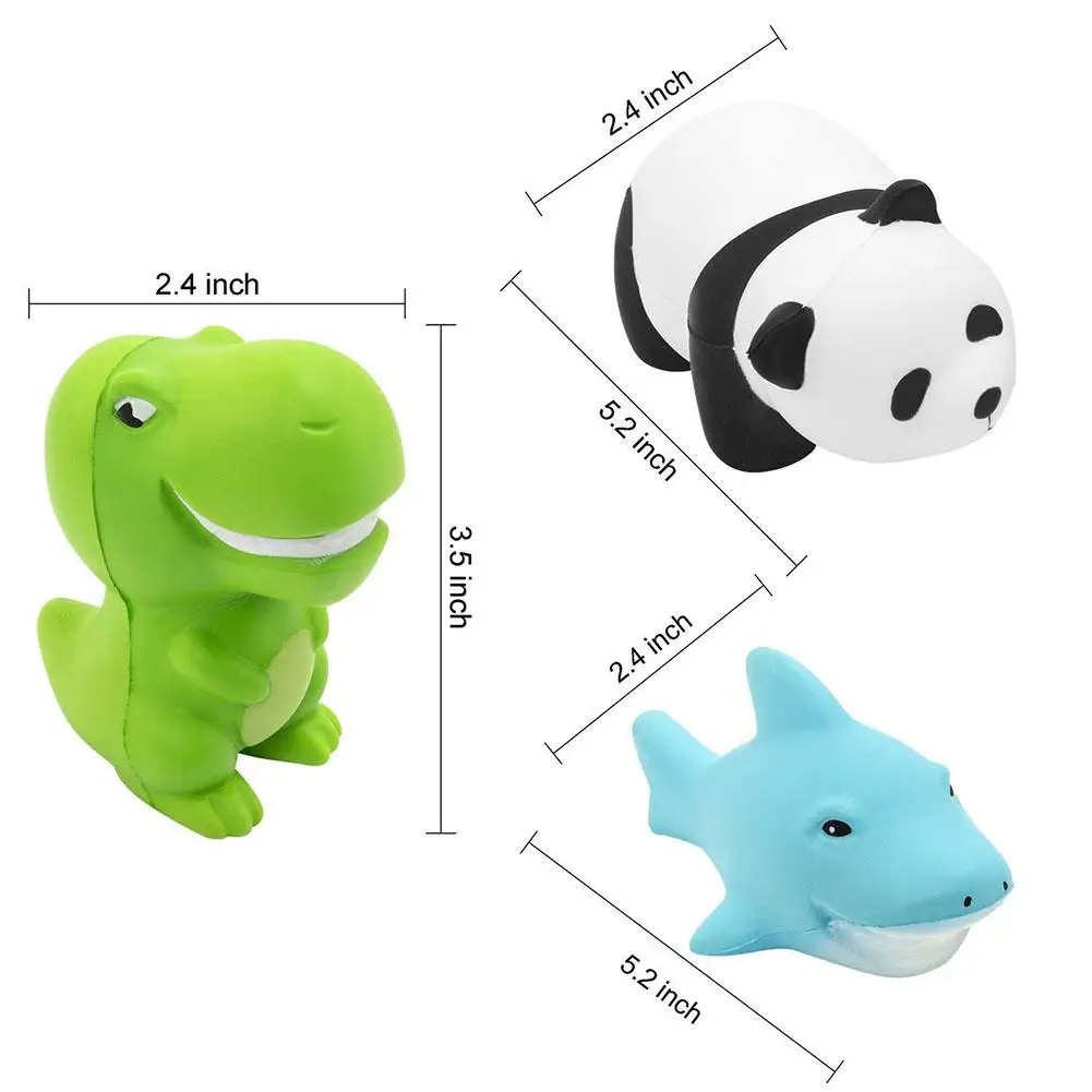 3 шт./компл. набор мягких игрушек Милая панда + динозавр акула медленно растет