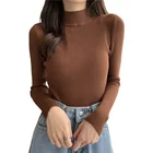 Женский трикотажный свитер, теплые базовые корейские Рубашки, Топы, тонкий пуловер, женский джемпер, мягкий хорошо тянущийся сезон осень-зима 2021