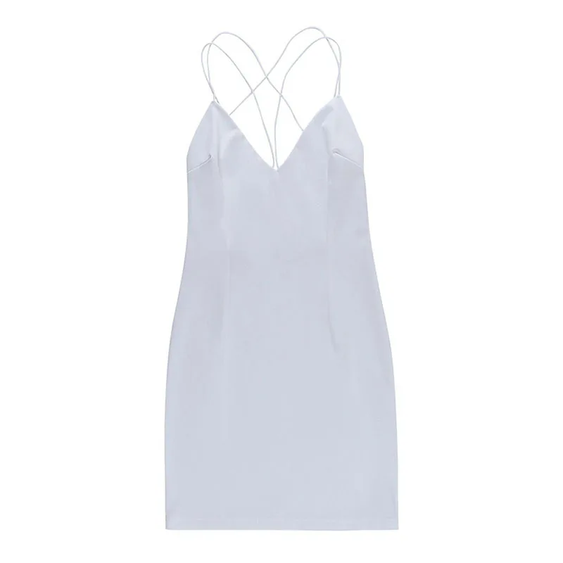 

Women Summer Sexy Backless Skinny Dress Fashion Solid Color Suspender Short Mini Dress Elegant Party Clubwear Female Ladies New