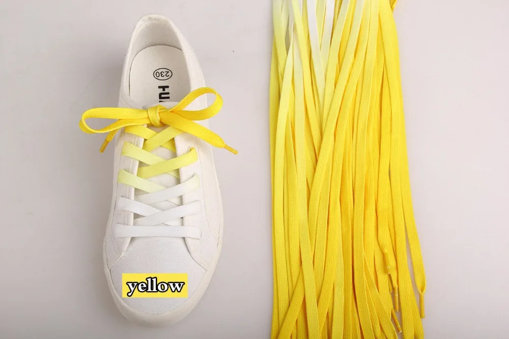 yellow 120 см цветные шнурки для обуви яркие градиентные вечерние ботинки для кемпинга парусиновые шнурки вечерние туфли для кемпинга радужные шнурки - Цвет: yellow