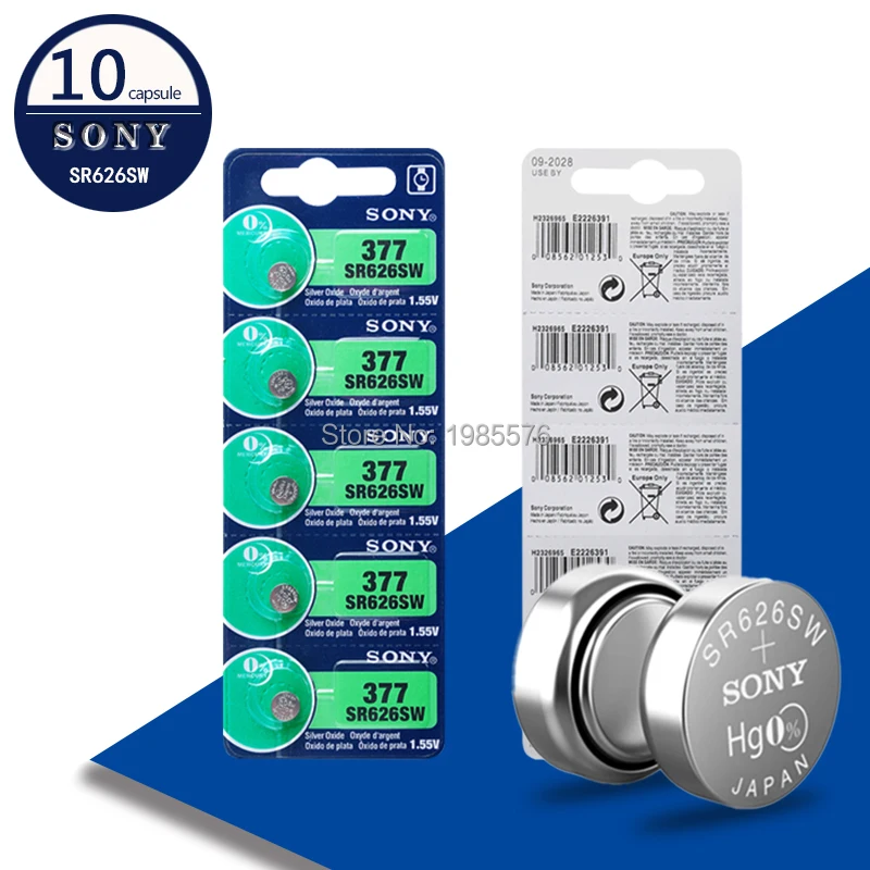 

10pcs NEW FOR SONY Original 377 376 177 SR626SW 626 SR626 V377 AG4 Watch Battery Silver Oxide Button Coin Cell MADE IN JAPAN
