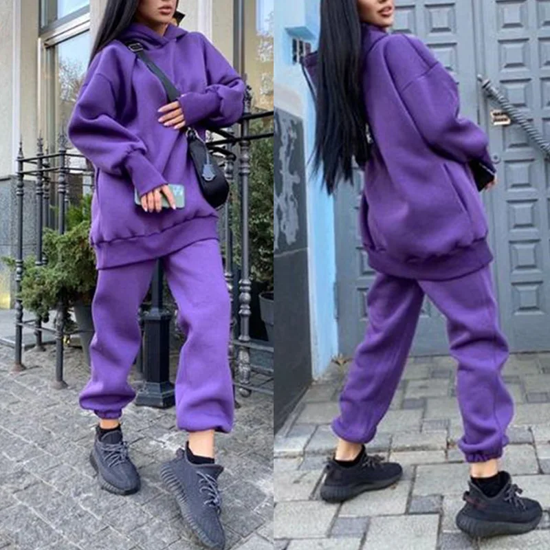 Женский спортивный костюм из двух предметов повседневный теплый пуловер