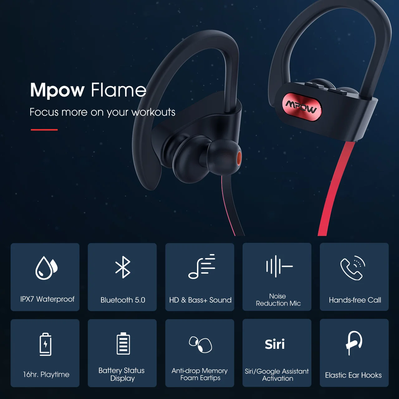 Mpow Flame IPX7 водонепроницаемые Bluetooth 5 0 наушники с шумоподавлением HiFi стерео