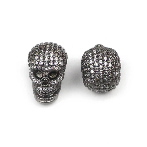 YHBZRET Кулон Череп с цирконом, медные бусины