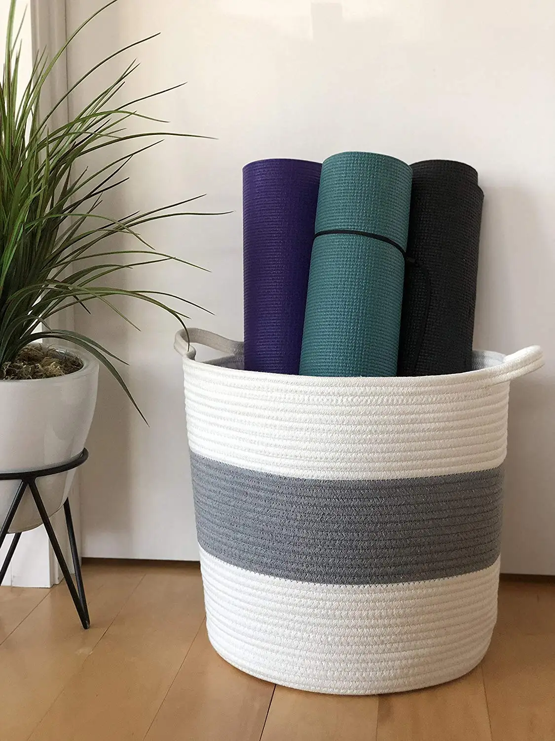 Складная плетеная корзина для хранения с хлопковой веревкой домашняя сумка