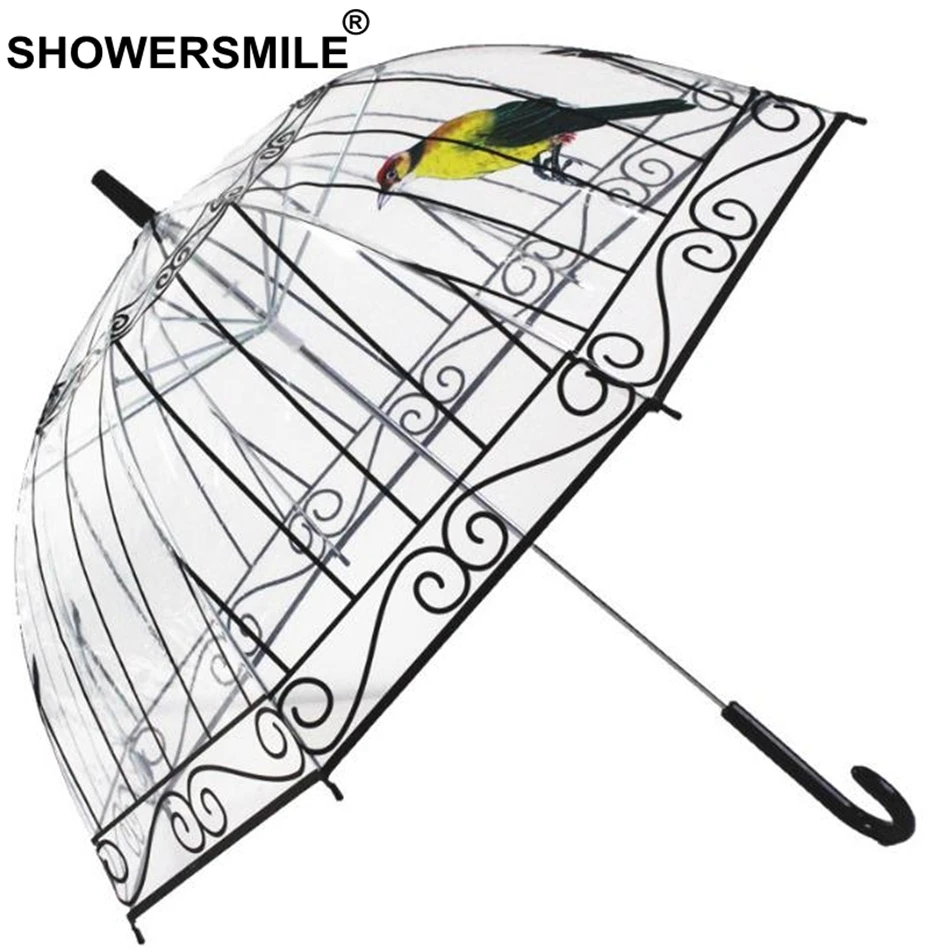 Прозрачный дождевой Зонт SHOWERSMILE, прозрачный, прозрачный, с принтом в виде здания, Полуавтоматический зонт, новинка, Guarda Chuva