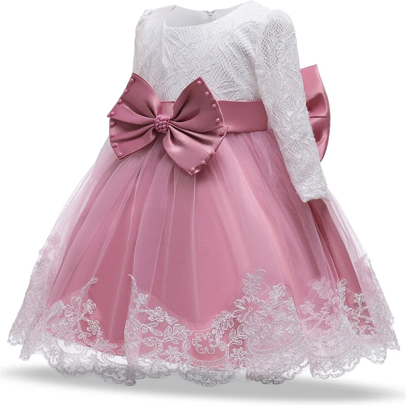 

Infant Baby Girl Dress Autumn Flower Lace Big Bow Baptism Dress for Girls First Year Birthday Party Wedding Baby Girl Dress