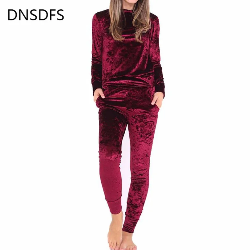 Модные бархатные женские брючные комплекты повседневный спортивный костюм с