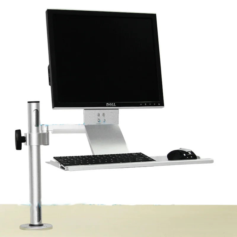

Industrial support for 14-27 inch LCD, wall mounted, keyboard and mouse tray, computer support