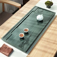 chinese heavy tea tray for kungfu tea set rare natural stone tea table weighted serving tray tea boat water draining ball pipe