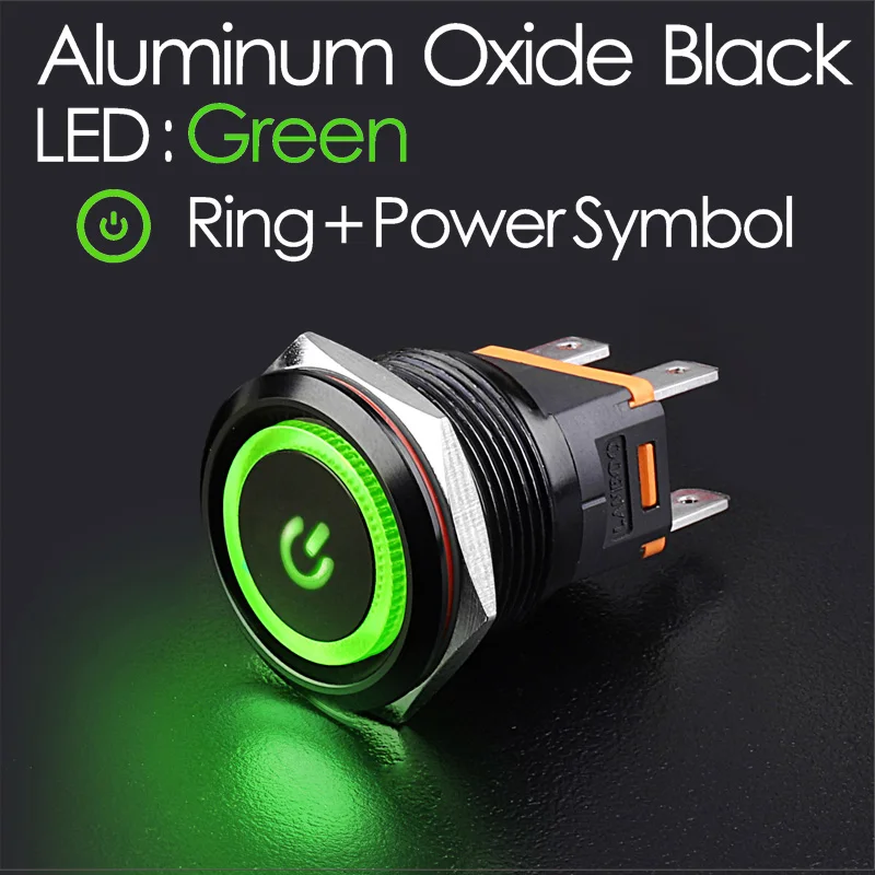 Black G Ring Power LANBOO сверхмощный 12 в 24 в 110 В 220 В 15а высокий ток водонепроницаемый IP67 мощный Выключатель без фиксации кнопочный переключатель - Цвет: Black G Ring Power
