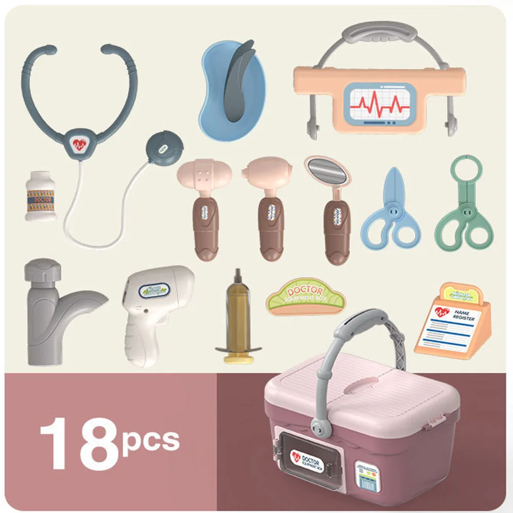 

18PCS Portable Suitcase Kids Doctor Medical Toys Set Simulation Family Doctor Medical Pretend Play Educational Toys for Children