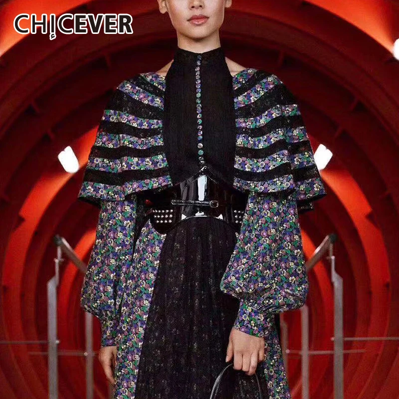 Женская Асимметричная рубашка CHICEVER с винтажным принтом подвесным воротником и