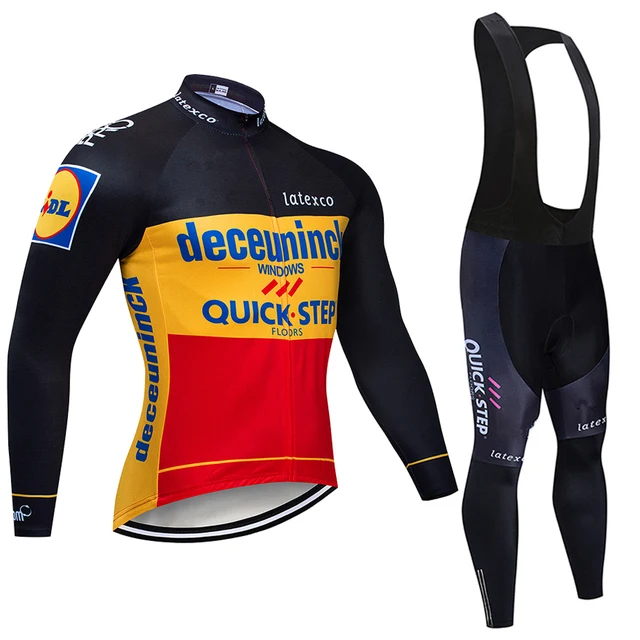 

New Quick Step Cycling Jersey Men Set Bib Shorts Long sleeve Mountain Bike Suit Anti-UV Bicycle clothing Racing Uniform Clothes