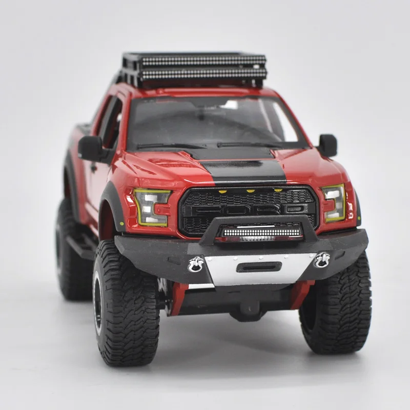 

Original 1:24 Red F150 Svt Raptor Truck Car Models, Diecast Pick-up Off Road Metal Model for Gift